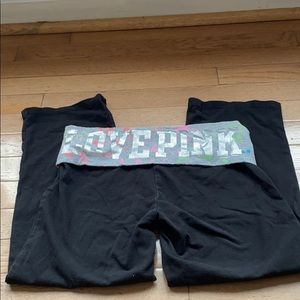 VS Love Pink Black Crop Yoga Pants XS